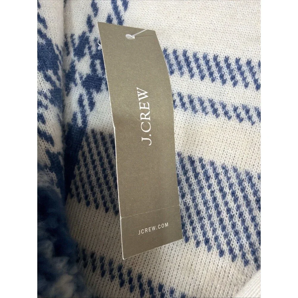 J Crew Nordic All Weather Designs Fuzzy Sherpa Fleece Jacket Women L Window Pane